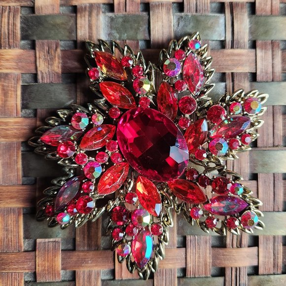 Red Gemstone Ladies Red Exquisite Brooch NWOT - Picture 2 of 9